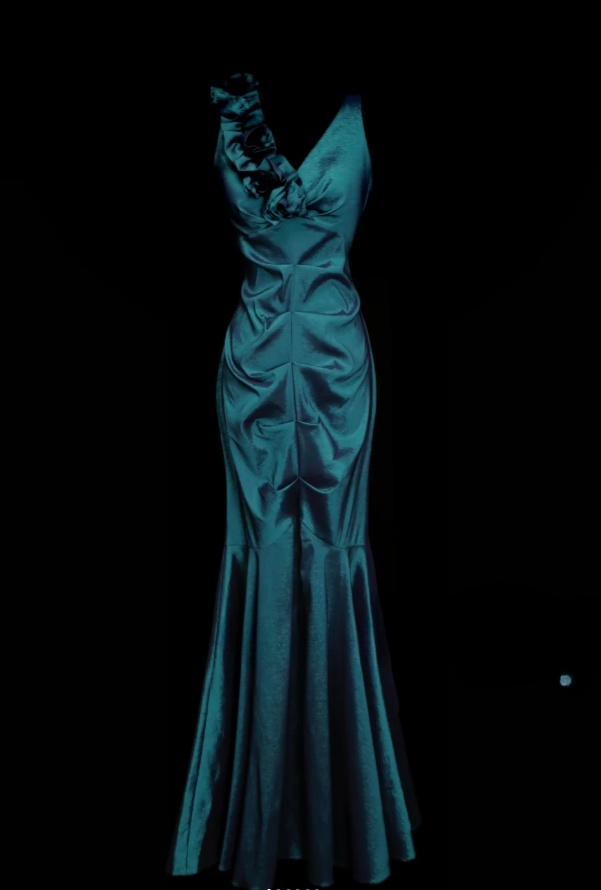 Glam Dark Teal Mermaid Long Prom Dresses Satin V-neck Evening Dresses Sleeveless Formal Dresses EP06088