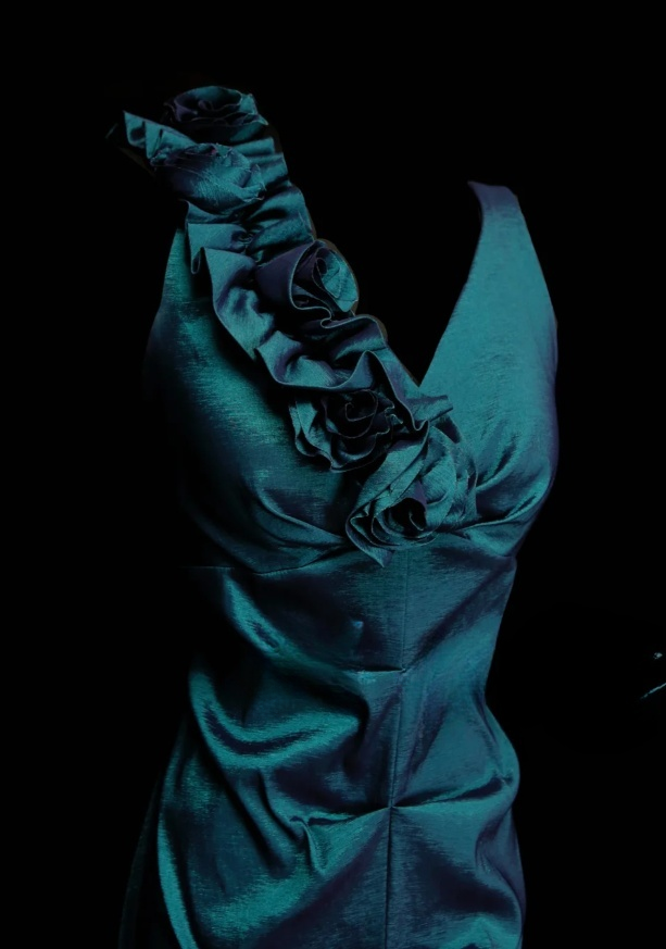 Glam Dark Teal Mermaid Long Prom Dresses Satin V-neck Evening Dresses Sleeveless Formal Dresses EP06088