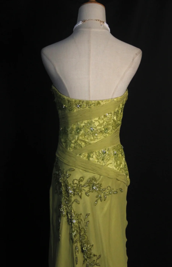 Gorgeous Sheath Long Prom Dresses Sequins Beaded Chiffon Strapless Evening Dresses Sleeveless Formal Dresses EP06096