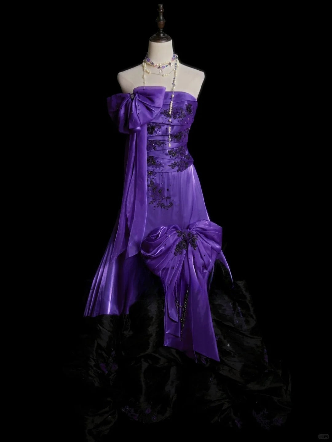 Vintage Purple Long Prom Dresses A-Line Satin Sleeveless Evening Dresses Strapless Birthday Dresses EP06117