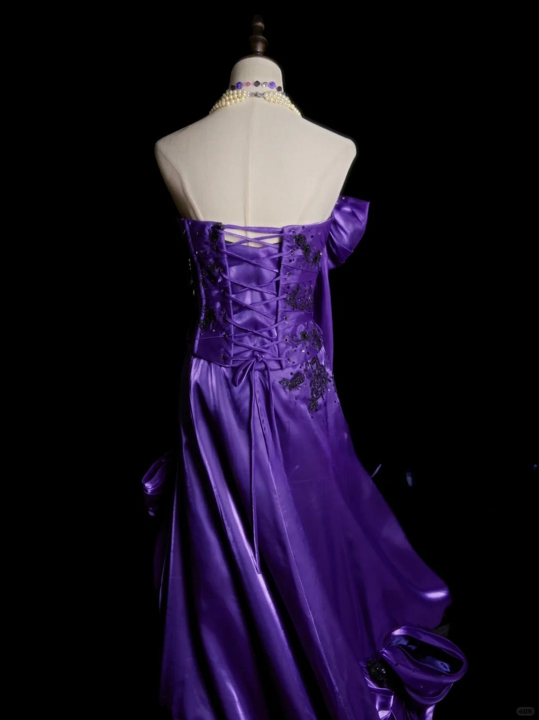 Vintage Purple Long Prom Dresses A-Line Satin Sleeveless Evening Dresses Strapless Birthday Dresses EP06117