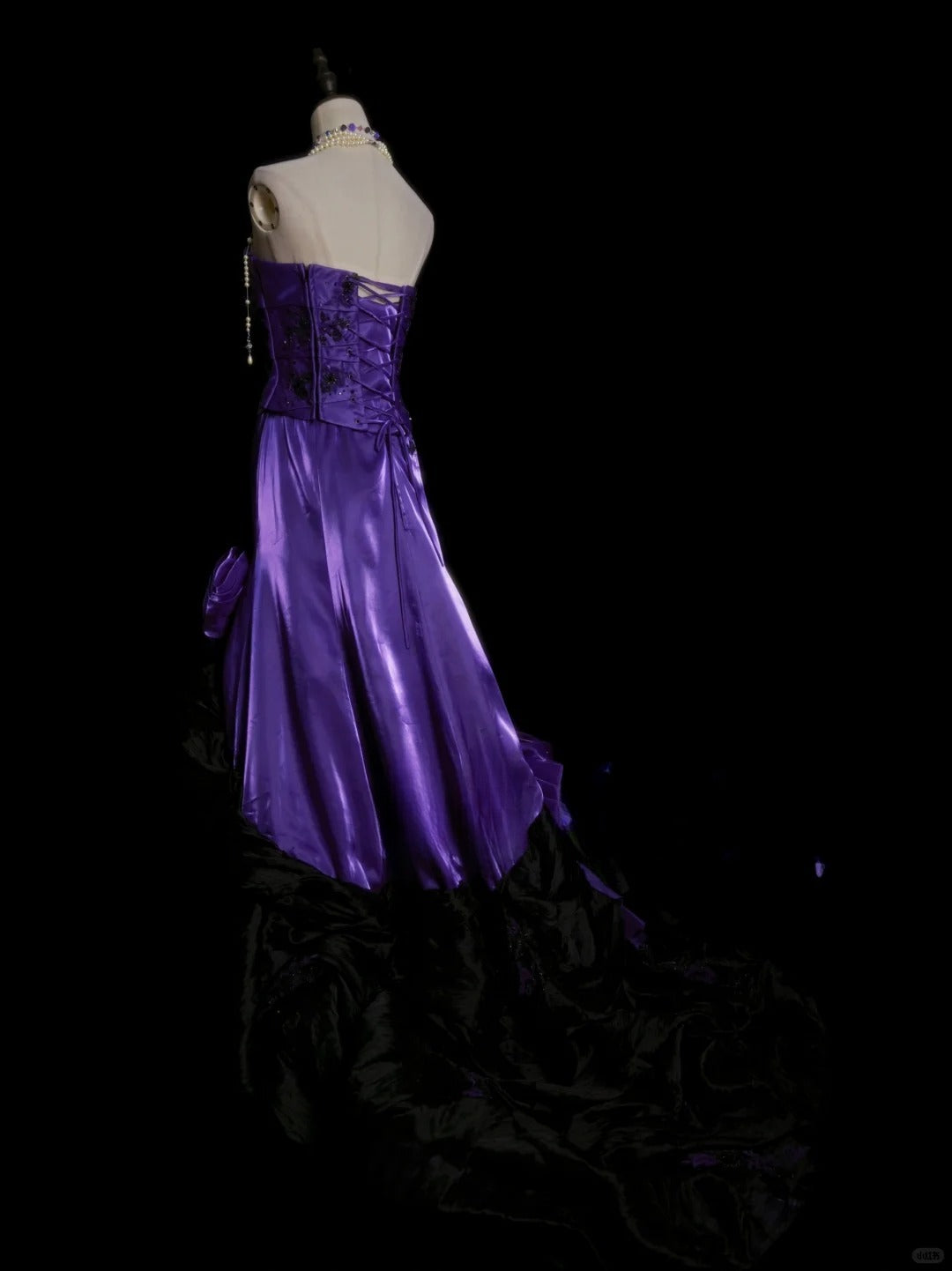 Vintage Purple Long Prom Dresses A-Line Satin Sleeveless Evening Dresses Strapless Birthday Dresses EP06117