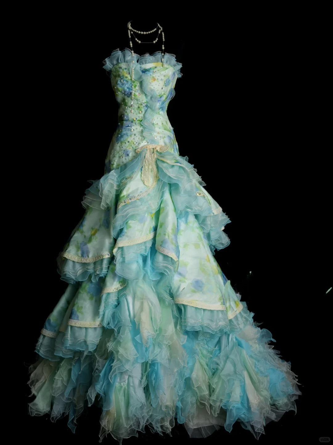 Cute Tiffany Blue Long Prom Dresses Sheath Sleeveless Quinceanera Dresses Tulle Strapless Birthday Dresses EP06122