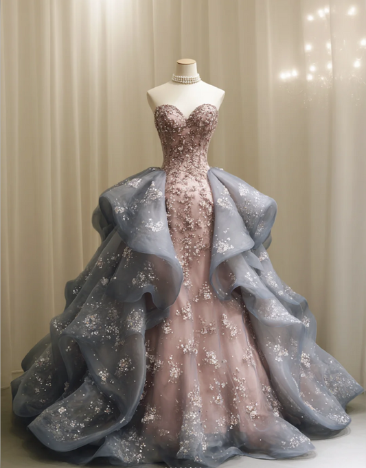 Gorgeous Pink Sweet 16 Dresses, Sweetheart A-Line Long Prom Dresses, Appliques Tulle Sleeveless Quinceanera Dresses EP06502