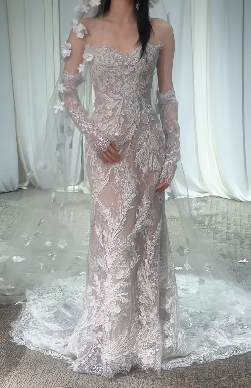 Simple Sheath Long Wedding Dresses Applique Tulle White Bridal Gowns Strapless Sleeveless Bridal Dress EP06524