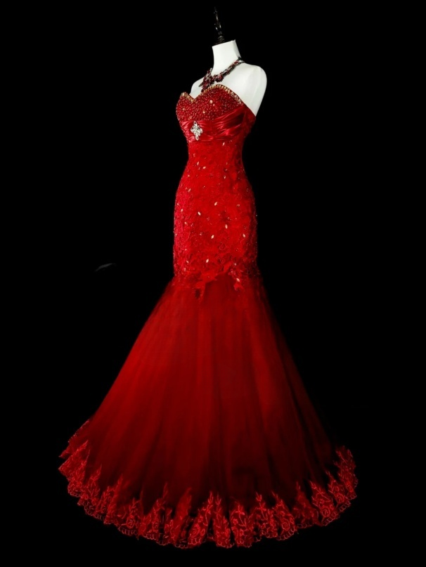 Glam Burgundy Long Prom Dresses Strapless Mermaid Evening Dresses Satin Sleeveless Formal Dresses EP06811