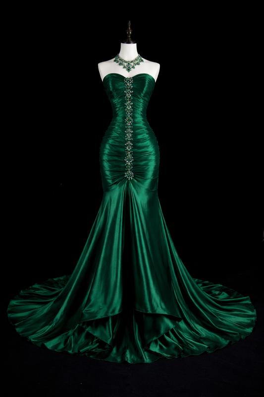 Gorgeous Dark Green Prom Dress Satin Sweetheart Mermaid Long Evening Dress EP07269
