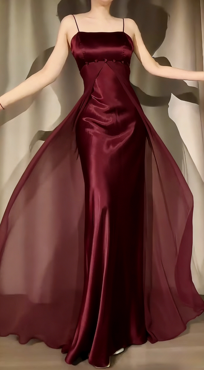 Classy Light Purple Prom Dress Satin Sheath Spaghtti Straps Long Evening Dress EP07390