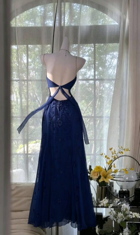 Magnifique robe de bal vert foncé, bretelles spaghetti, robe de soirée trapèze en tulle perlée, robes de soirée dos nu EP07890