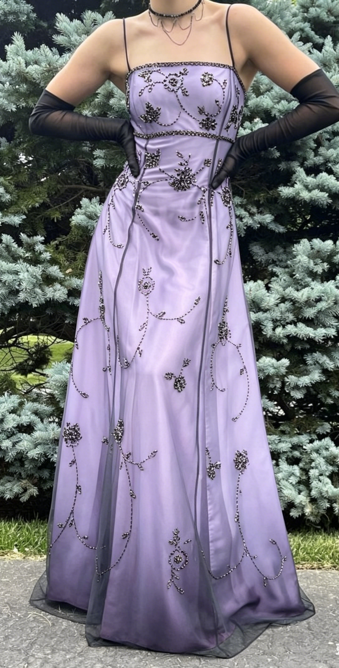 Vintage Gradient Lavender Prom Dresses Empire Backless Formal Dress Romantic Beaded Evening Dresses EP08113