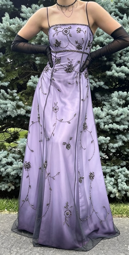 Vintage Gradient Lavender Prom Dresses Empire Backless Formal Dress Romantic Beaded Evening Dresses EP08113