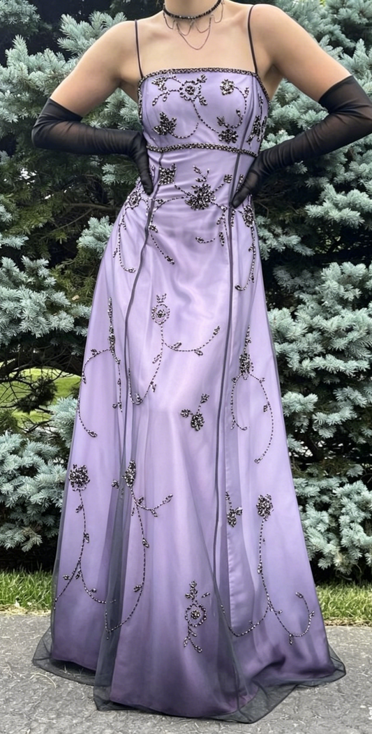 Vintage Ombre Lavendel Ballkleider Empire Rückenfrei Abendkleid Romantische Perlen Abendkleider EP08113