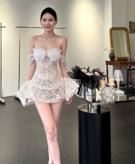 Chic Straps A-Line Cocktail Dress Tulle Homecoming Dress White Birthday Dress  EP08637