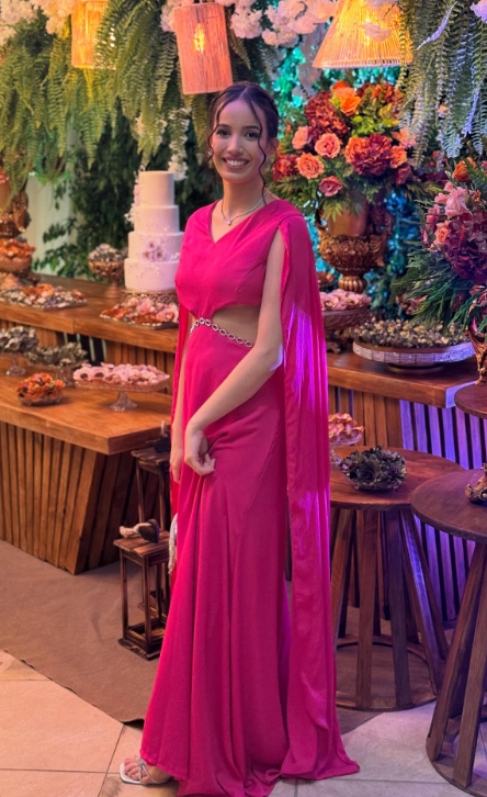 Elegant V neck Sheath Chiffon Long Prom Dresses, Fuchsia Formal Evening Dresses EP04055