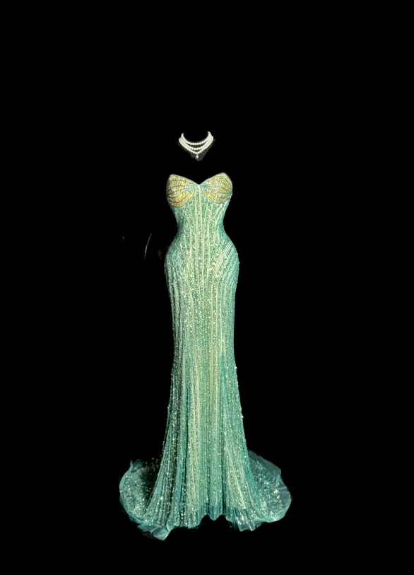 Robes d'anniversaire élégantes bleu dégradé, col en V, paillettes, mousseline, fourreau, robes de bal, robes de soirée ED04456