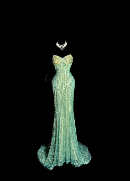 Robes d'anniversaire élégantes bleu dégradé, col en V, paillettes, mousseline, fourreau, robes de bal, robes de soirée ED04456