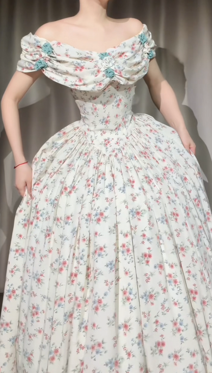 Robe Fleurie Douce 16 Robe de Bal Magnifique à Épaules Dénudées Tulle Longue Robe de Bal Appliques Robe de Quinceañera EQ07121