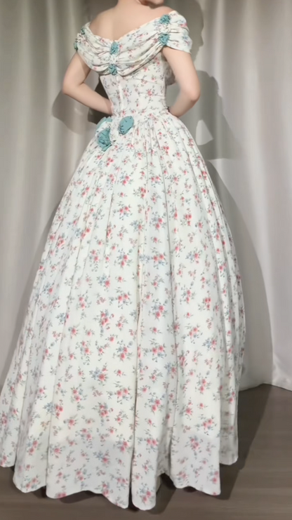 Robe Fleurie Douce 16 Robe de Bal Magnifique à Épaules Dénudées Tulle Longue Robe de Bal Appliques Robe de Quinceañera EQ07121