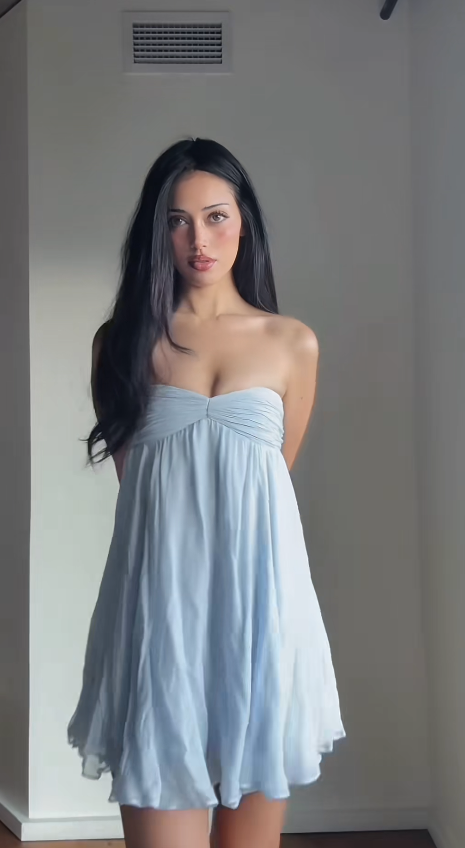 Simple Blue Birthday Dress Sheath Strapless Cocktail Dresss Sleeveless Chiffon Beach Party Dress ES07102