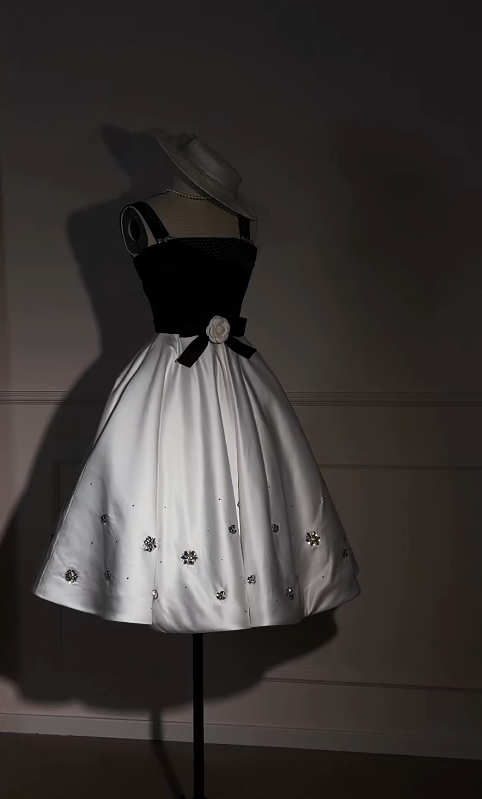 Chic Straps A-Line Cocktail Dress Satin Graduation Party Dress White Birthday Dress ES07131