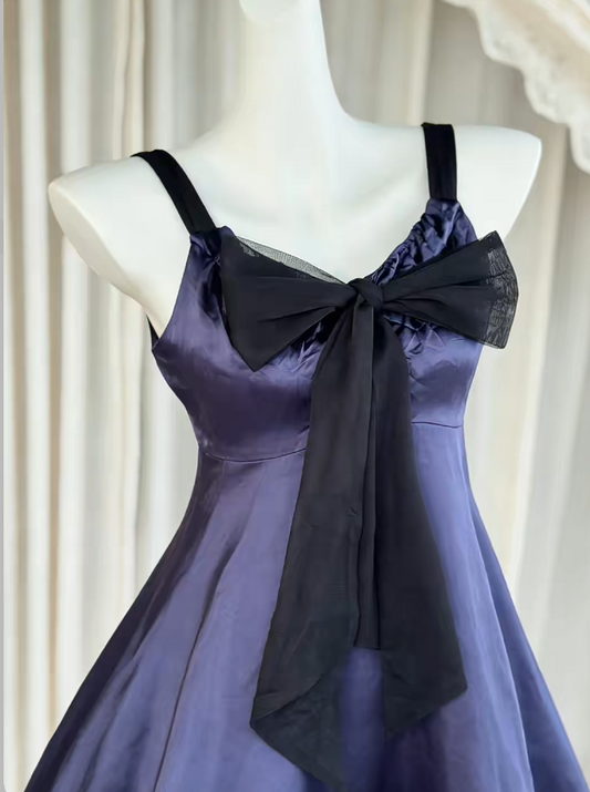 Chic Straps A-line Cocktail Dress Satin Graduation Party Dress Purple Birthday Dress  ES07239