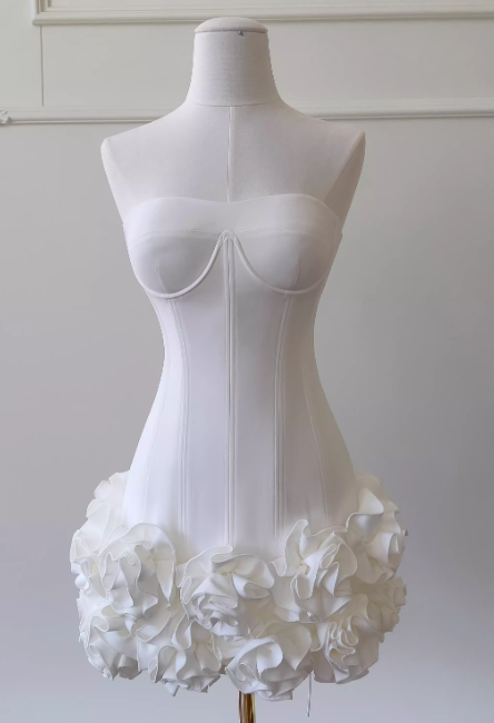Robe de cocktail sexy à fines bretelles, robe de soirée de remise des diplômes en satin, robe d'anniversaire blanche ES07241