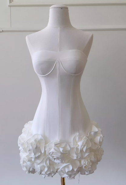 Robe de cocktail sexy à fines bretelles, robe de soirée de remise des diplômes en satin, robe d'anniversaire blanche ES07241