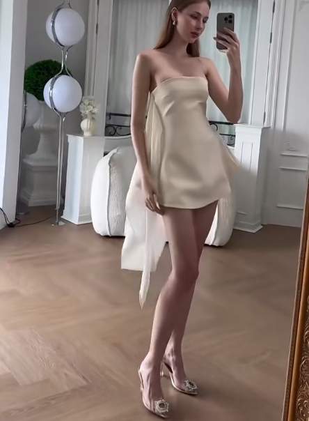 Sexy Strapless Sheath Cocktail Dress Chiffon Graduation Party Dress White Birthday Dress ES07242