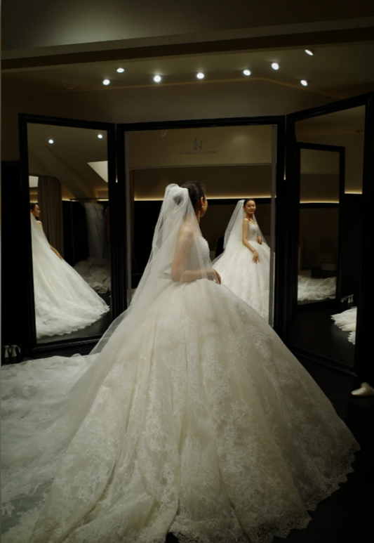 Modest Sweetheart A-Line  Wedding Dress Lace Bridal Gowns White Birdal Dress EW04754
