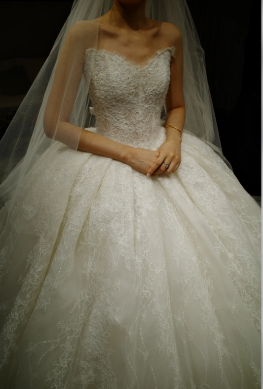 Modest Sweetheart A-Line  Wedding Dress Lace Bridal Gowns White Birdal Dress EW04754