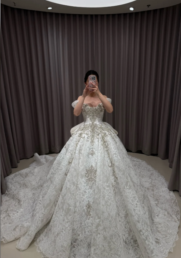 Modest Off-shoulder A-Line  Wedding Dress Lace Bridal Gowns Sleeves White Birdal Dress EW04756