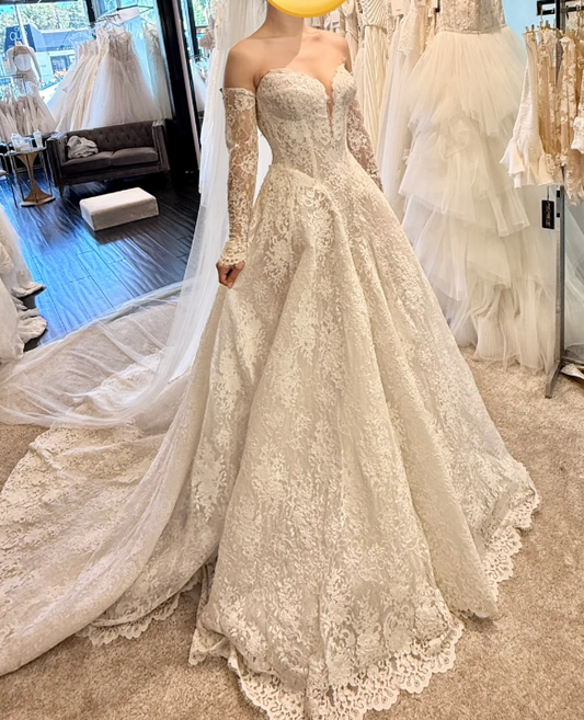 Modest Sweetheart A-Line  Wedding Dress Lace Bridal Gowns Sleeveless White Birdal Dress EW04758