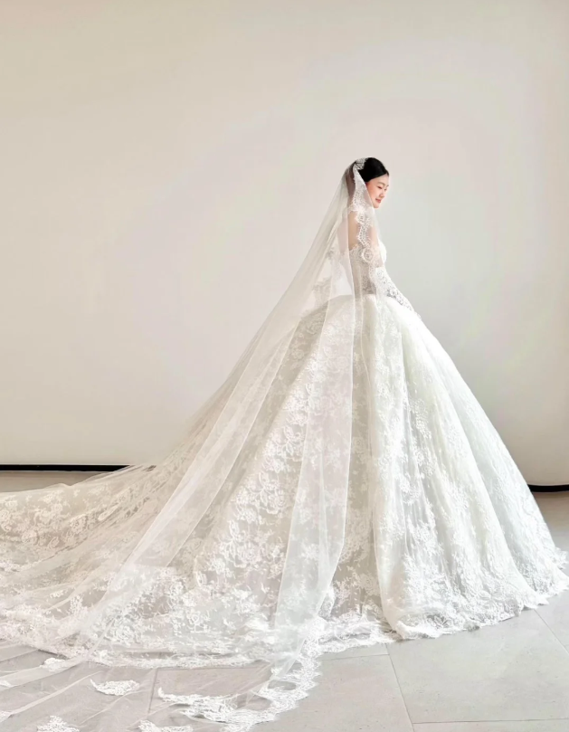 Robe de mariée intemporelle en dentelle coupe trapèze avec col en V, sans manches, EW04759
