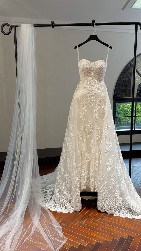 Robe de mariée intemporelle fourreau Sweetheart en dentelle Robes de mariée blanches EW04771