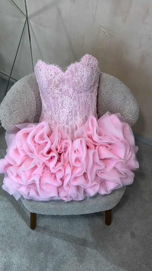 Gorgeous Pink Short Prom Dress Sweetheart Lace Birthday Dress Sheath Party Dress EW04800