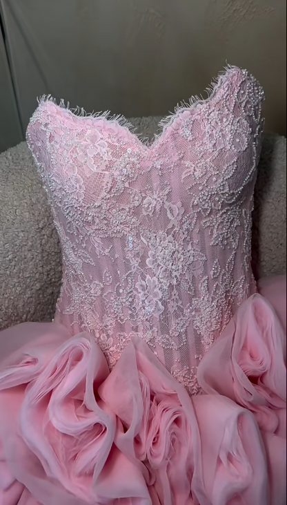 Gorgeous Pink Short Prom Dress Sweetheart Lace Birthday Dress Sheath Party Dress EW04800