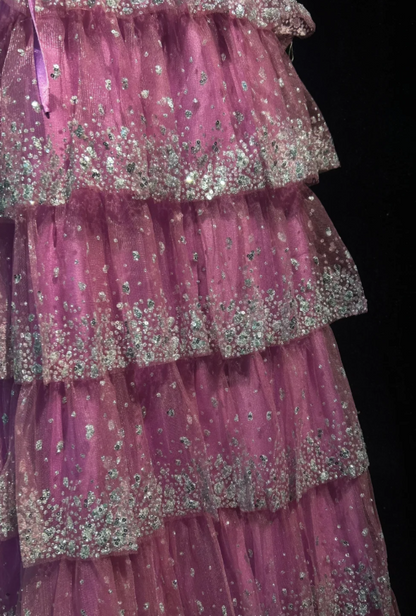 Vintage Pink Prom Dress Spaghetti Straps A-Line Dress Tulle Long Evening Dress  EW04809