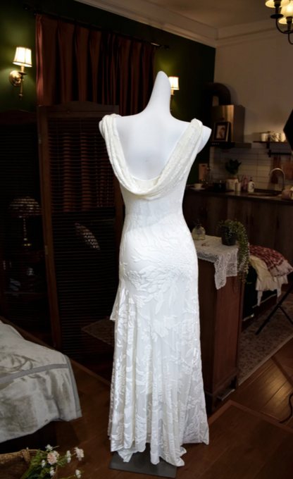 Élégante Robe de Soirée Fourreau Col V en Chiffon pour Anniversaire ou Bal de Promo Blanche EW04817