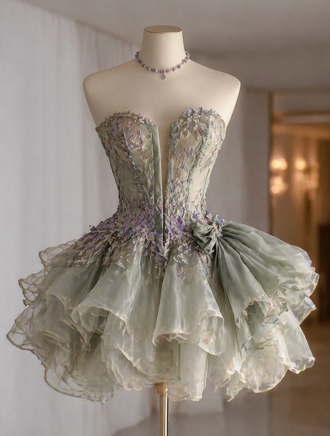 Classy Dusty Purple Birthday Dress Sweetheart Tulle Cocktail Dress A-Line Party Dress EW04832