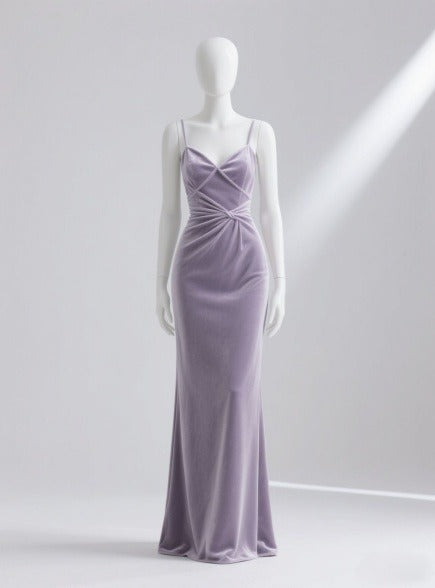 Superbe robe de soirée longue en satin fuchsia, style sirène, sans bretelles, ED02613
