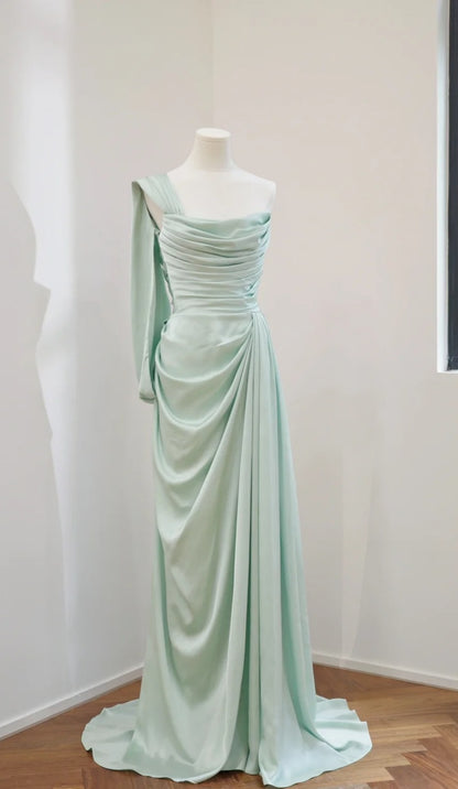 Superbe robe de soirée longue en satin fuchsia, style sirène, sans bretelles, ED02613