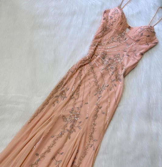 Superbe robe de soirée longue en satin fuchsia, style sirène, sans bretelles, ED02613