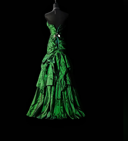 Elegant Sheath Strapless Satin Long Evening Dress  Green Prom Dress EW0684
