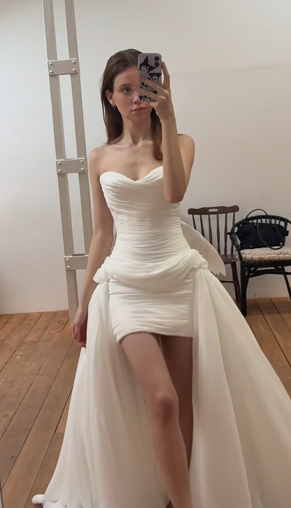 Robe de mariée fourreau intemporelle, bustier en tulle, robe de mariée blanche EW07164