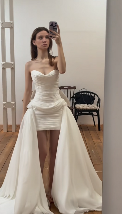 Robe de mariée fourreau intemporelle, bustier en tulle, robe de mariée blanche EW07164
