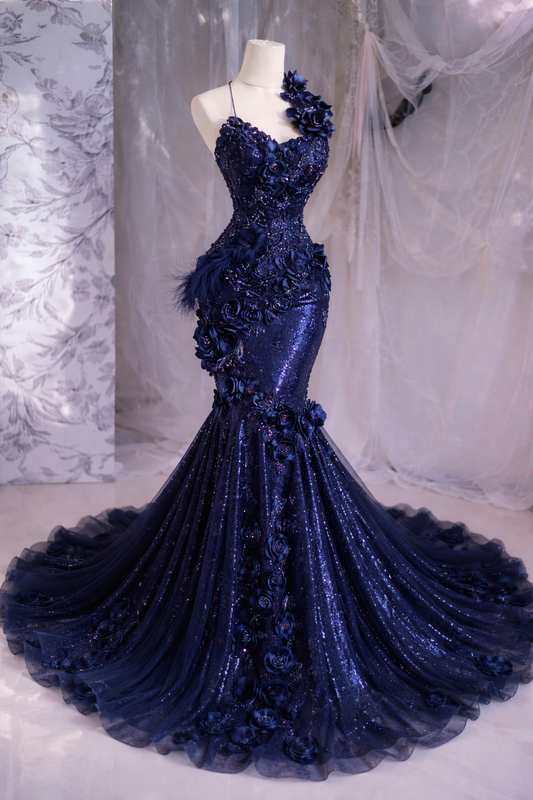 Chic Mermaid Sequins Long Evening Dress Halter Burgundy Prom Dress EW07180