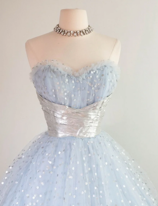 Vintage Sweetheart Neck A-Line Tulle Short Prom Dresse Birthday Dresses, Sleeveless Homecoming Dresses EW074