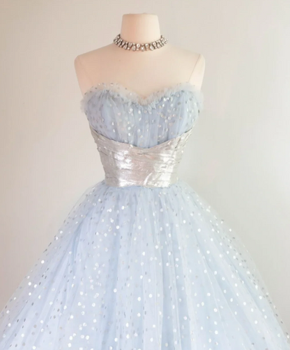 Vintage Sweetheart Neck A-Line Tulle Short Prom Dresse Birthday Dresses, Sleeveless Homecoming Dresses EW074