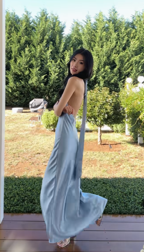 Chic Dusty Blue Bridesmaid Dress Halter Sheath Satin Long Formal Dress EW07865