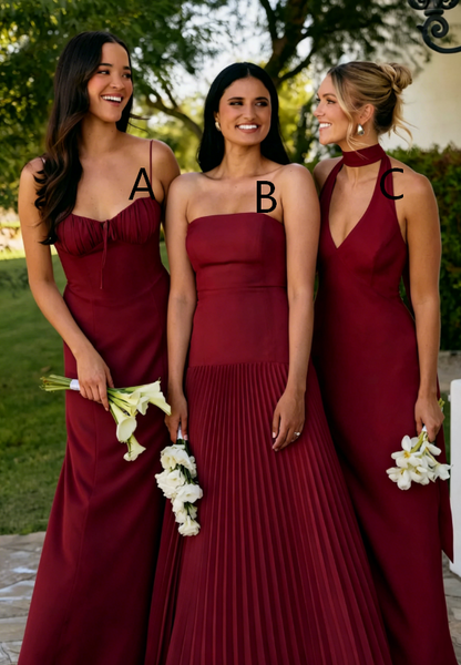 Chic Pink Bridesmaid Dress Sheath Chiffon Long Formal Dress EW07874